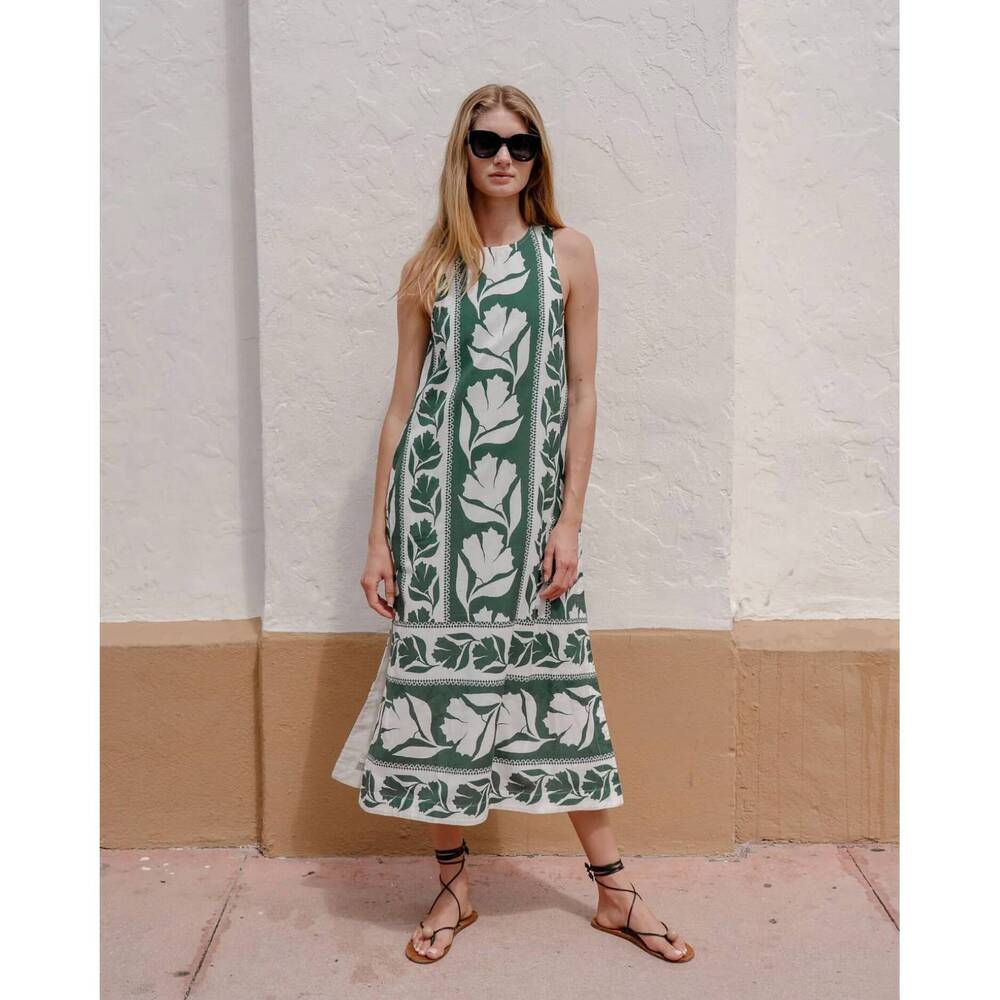 NEW OMIKA maggie midi dress in gwenn palm